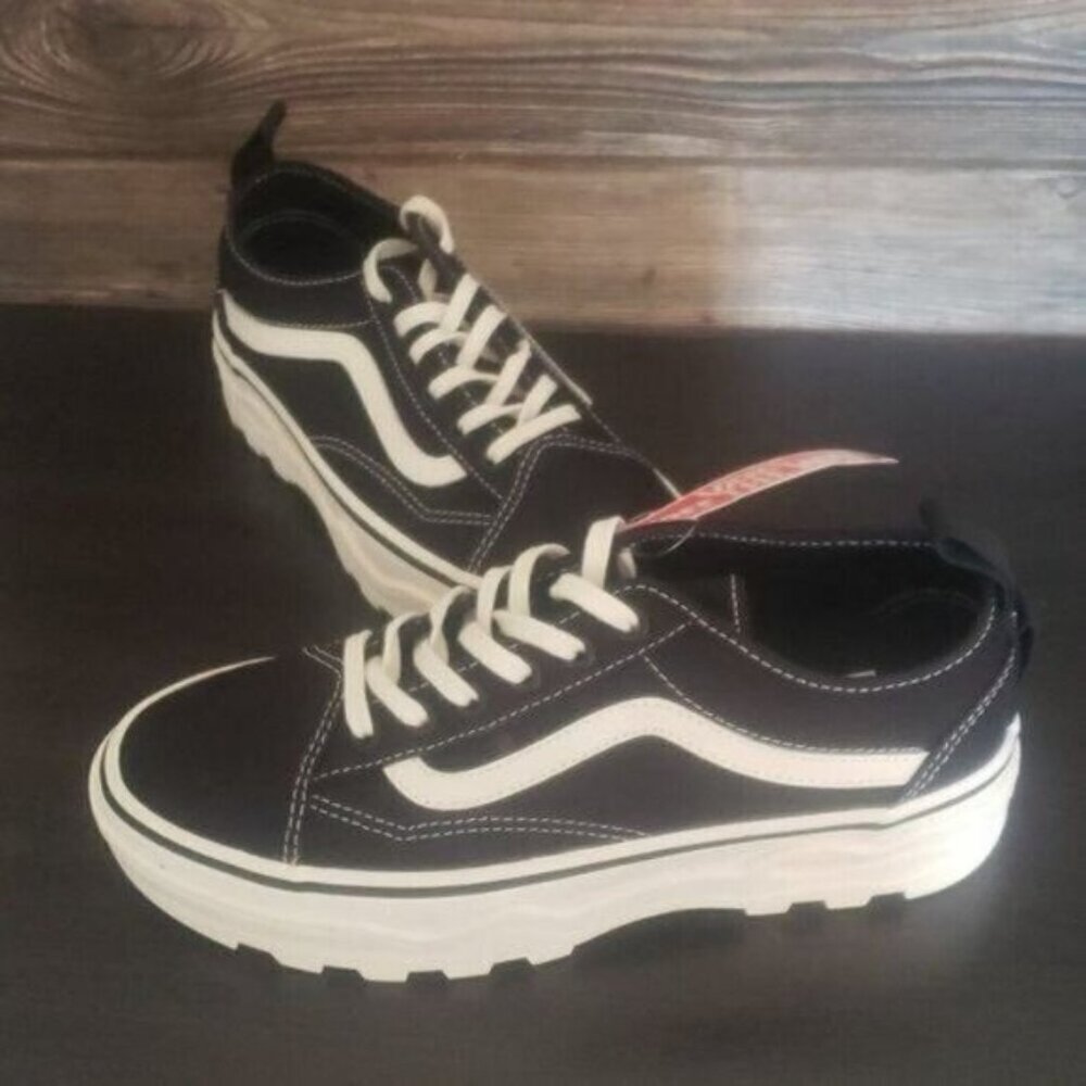 New Vans Old Skool Sentry Canvas Black White Platform Chunky Sneakers Casual - Picture 2 of 9